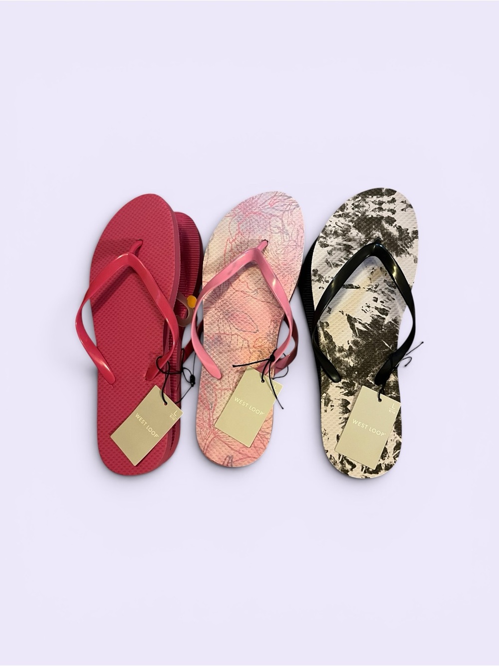 3 pair lot West Loop Women’s Flip Flops Large